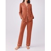 image:imageEkouaer Womens Pajamas Set 2 Piece Button Down Pjs Soft Long Sleeve Top and Pants Sleepwear Set Lounge SetsCaremel