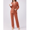 image:imageEkouaer Womens Pajamas Set 2 Piece Button Down Pjs Soft Long Sleeve Top and Pants Sleepwear Set Lounge SetsCaremel