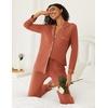 image:imageEkouaer Womens Pajamas Set 2 Piece Button Down Pjs Soft Long Sleeve Top and Pants Sleepwear Set Lounge SetsCaremel