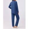 image:imageEkouaer Womens Pajamas Set 2 Piece Button Down Pjs Soft Long Sleeve Top and Pants Sleepwear Set Lounge SetsDeep Blue