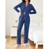 image:imageEkouaer Womens Pajamas Set 2 Piece Button Down Pjs Soft Long Sleeve Top and Pants Sleepwear Set Lounge SetsDeep Blue