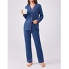 image:imageEkouaer Womens Pajamas Set 2 Piece Button Down Pjs Soft Long Sleeve Top and Pants Sleepwear Set Lounge SetsDeep Blue