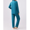image:imageEkouaer Womens Pajamas Set 2 Piece Button Down Pjs Soft Long Sleeve Top and Pants Sleepwear Set Lounge SetsDeep Lake Blue