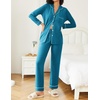 image:imageEkouaer Womens Pajamas Set 2 Piece Button Down Pjs Soft Long Sleeve Top and Pants Sleepwear Set Lounge SetsDeep Lake Blue