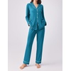 image:imageEkouaer Womens Pajamas Set 2 Piece Button Down Pjs Soft Long Sleeve Top and Pants Sleepwear Set Lounge SetsDeep Lake Blue
