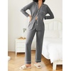 image:imageEkouaer Womens Pajamas Set 2 Piece Button Down Pjs Soft Long Sleeve Top and Pants Sleepwear Set Lounge SetsGrey