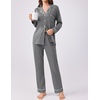 image:imageEkouaer Womens Pajamas Set 2 Piece Button Down Pjs Soft Long Sleeve Top and Pants Sleepwear Set Lounge SetsGrey