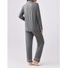image:imageEkouaer Womens Pajamas Set 2 Piece Button Down Pjs Soft Long Sleeve Top and Pants Sleepwear Set Lounge SetsGrey