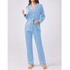 image:imageEkouaer Womens Pajamas Set 2 Piece Button Down Pjs Soft Long Sleeve Top and Pants Sleepwear Set Lounge SetsLight Blue