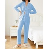 image:imageEkouaer Womens Pajamas Set 2 Piece Button Down Pjs Soft Long Sleeve Top and Pants Sleepwear Set Lounge SetsLight Blue