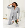 image:imageEkouaer Womens Pajamas Set 2 Piece Button Down Pjs Soft Long Sleeve Top and Pants Sleepwear Set Lounge SetsLight Grey