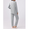 image:imageEkouaer Womens Pajamas Set 2 Piece Button Down Pjs Soft Long Sleeve Top and Pants Sleepwear Set Lounge SetsLight Grey