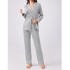 image:imageEkouaer Womens Pajamas Set 2 Piece Button Down Pjs Soft Long Sleeve Top and Pants Sleepwear Set Lounge SetsLight Grey