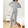 image:imageEkouaer Womens Pajamas Set 2 Piece Button Down Pjs Soft Long Sleeve Top and Pants Sleepwear Set Lounge SetsLight Grey