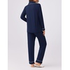image:imageEkouaer Womens Pajamas Set 2 Piece Button Down Pjs Soft Long Sleeve Top and Pants Sleepwear Set Lounge SetsNavy Blue