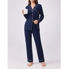 image:imageEkouaer Womens Pajamas Set 2 Piece Button Down Pjs Soft Long Sleeve Top and Pants Sleepwear Set Lounge SetsNavy Blue