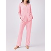 image:imageEkouaer Womens Pajamas Set 2 Piece Button Down Pjs Soft Long Sleeve Top and Pants Sleepwear Set Lounge SetsPink