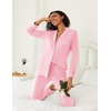image:imageEkouaer Womens Pajamas Set 2 Piece Button Down Pjs Soft Long Sleeve Top and Pants Sleepwear Set Lounge SetsPink