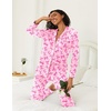 image:imageEkouaer Womens Pajamas Set 2 Piece Button Down Pjs Soft Long Sleeve Top and Pants Sleepwear Set Lounge SetsPink Bow