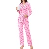 image:imageEkouaer Womens Pajamas Set 2 Piece Button Down Pjs Soft Long Sleeve Top and Pants Sleepwear Set Lounge SetsPink Bow