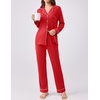 image:imageEkouaer Womens Pajamas Set 2 Piece Button Down Pjs Soft Long Sleeve Top and Pants Sleepwear Set Lounge SetsRed