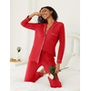 image:imageEkouaer Womens Pajamas Set 2 Piece Button Down Pjs Soft Long Sleeve Top and Pants Sleepwear Set Lounge SetsRed