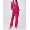 image:imageEkouaer Womens Pajamas Set 2 Piece Button Down Pjs Soft Long Sleeve Top and Pants Sleepwear Set Lounge SetsRose Red