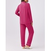image:imageEkouaer Womens Pajamas Set 2 Piece Button Down Pjs Soft Long Sleeve Top and Pants Sleepwear Set Lounge SetsRose Red