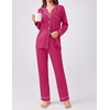 image:imageEkouaer Womens Pajamas Set 2 Piece Button Down Pjs Soft Long Sleeve Top and Pants Sleepwear Set Lounge SetsRose Red
