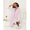 image:imageEkouaer Womens Pajamas Set 2 Piece Button Down Pjs Soft Long Sleeve Top and Pants Sleepwear Set Lounge SetsSmall Red Flowers