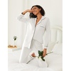 image:imageEkouaer Womens Pajamas Set 2 Piece Button Down Pjs Soft Long Sleeve Top and Pants Sleepwear Set Lounge SetsWhite
