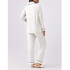 image:imageEkouaer Womens Pajamas Set 2 Piece Button Down Pjs Soft Long Sleeve Top and Pants Sleepwear Set Lounge SetsWhite