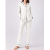 image:imageEkouaer Womens Pajamas Set 2 Piece Button Down Pjs Soft Long Sleeve Top and Pants Sleepwear Set Lounge SetsWhite