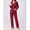image:imageEkouaer Womens Pajamas Set 2 Piece Button Down Pjs Soft Long Sleeve Top and Pants Sleepwear Set Lounge SetsWine Red
