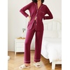 image:imageEkouaer Womens Pajamas Set 2 Piece Button Down Pjs Soft Long Sleeve Top and Pants Sleepwear Set Lounge SetsWine Red