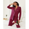 image:imageEkouaer Womens Pajamas Set 2 Piece Button Down Pjs Soft Long Sleeve Top and Pants Sleepwear Set Lounge SetsWine Red