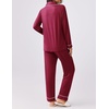 image:imageEkouaer Womens Pajamas Set 2 Piece Button Down Pjs Soft Long Sleeve Top and Pants Sleepwear Set Lounge SetsWine Red