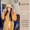 image:imageEkouaer Womens Robe Cute Animal Bathrobes Full Length Soft House Coat with Hood for Adult SXXLYellow Ocher Elk
