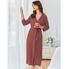 image:imageEkouaer Womens Robe Long Waffle Knit Bathrobe Lightweight Soft Kimono Robes Loungewear SXXLBig Wafflegray Purple