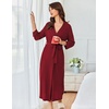 image:imageEkouaer Womens Robe Long Waffle Knit Bathrobe Lightweight Soft Kimono Robes Loungewear SXXLBig Wafflewine Red