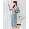 image:imageEkouaer Womens Robe Long Waffle Knit Bathrobe Lightweight Soft Kimono Robes Loungewear SXXLSmall Wafflelight Blue