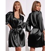 image:imageEkouaer Womens Satin Robe Set Lace Sexy Lingerie Robe Wedding Nightgown 2pcs Cami Bride Party Silk Pajamas Set