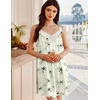 image:imageEkouaer Womens Satin Silk Nightgown V Neck Sexy Nightdress Tank Sleeveless Sleepshirt Lace Sleep Dress Nightwear SXXXLBeige Flowers