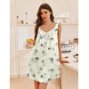 image:imageEkouaer Womens Satin Silk Nightgown V Neck Sexy Nightdress Tank Sleeveless Sleepshirt Lace Sleep Dress Nightwear SXXXLBeige Flowers