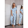 image:imageEkouaer Womens Satin Silky Pajama Set Short Sleeve Shirt with Long Pajama Pant Set Soft PJ LoungewearBoho Elephant
