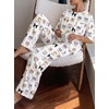 image:imageEkouaer Womens Satin Silky Pajama Set Short Sleeve Shirt with Long Pajama Pant Set Soft PJ LoungewearFunny Cat