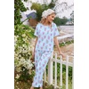 image:imageEkouaer Womens Satin Silky Pajama Set Short Sleeve Shirt with Long Pajama Pant Set Soft PJ LoungewearLavender Flower