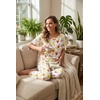 image:imageEkouaer Womens Satin Silky Pajama Set Short Sleeve Shirt with Long Pajama Pant Set Soft PJ LoungewearTropical Fruit