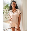image:imageEkouaer Womens Satin pajamas Set VNeck Silky Sleepwear Classic Soft Nightwear Champagne