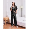 image:imageEkouaer Womens Silk Pajamas for Womens Sets Satin Pjs 2 Piece Button Up Loungewear Short Sleeve Soft Sleepwear with PocketsBlack